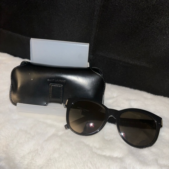 YSL | Yves Saint Laurent | All Black Sunglasses w Case | SL67/F 001 6518-140 - Picture 12 of 12